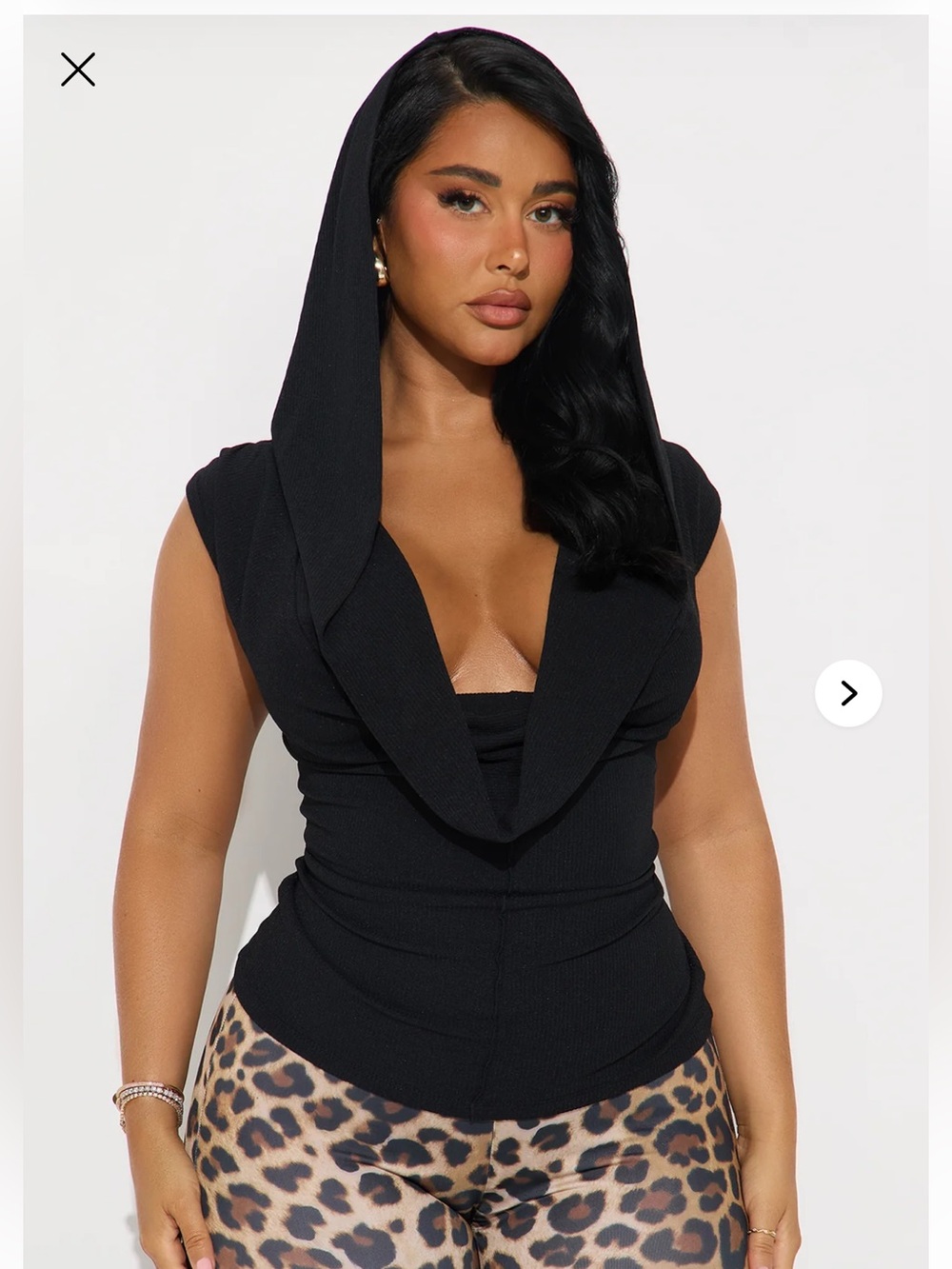 Cowl Neck Hooded Top